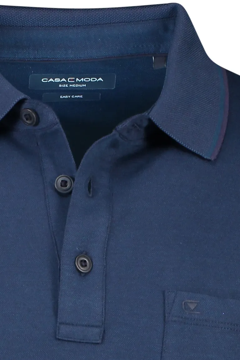 Casa Moda polo wijde fit donkerblauw effen katoen