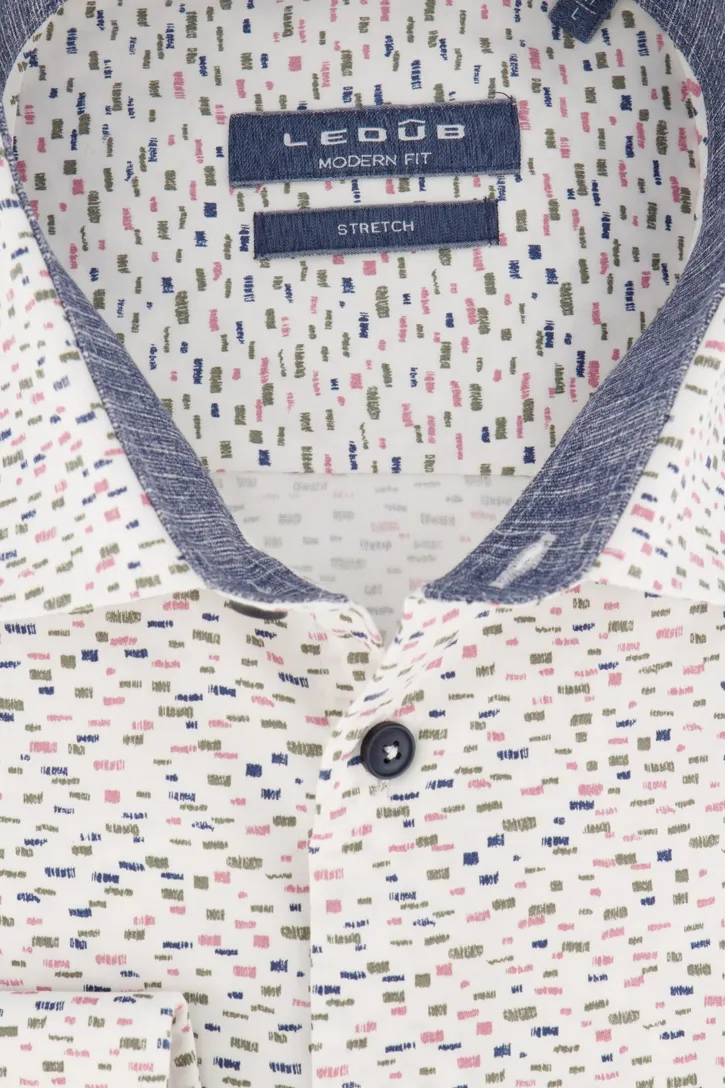 Ledub overhemd Modern Fit overhemd wit print