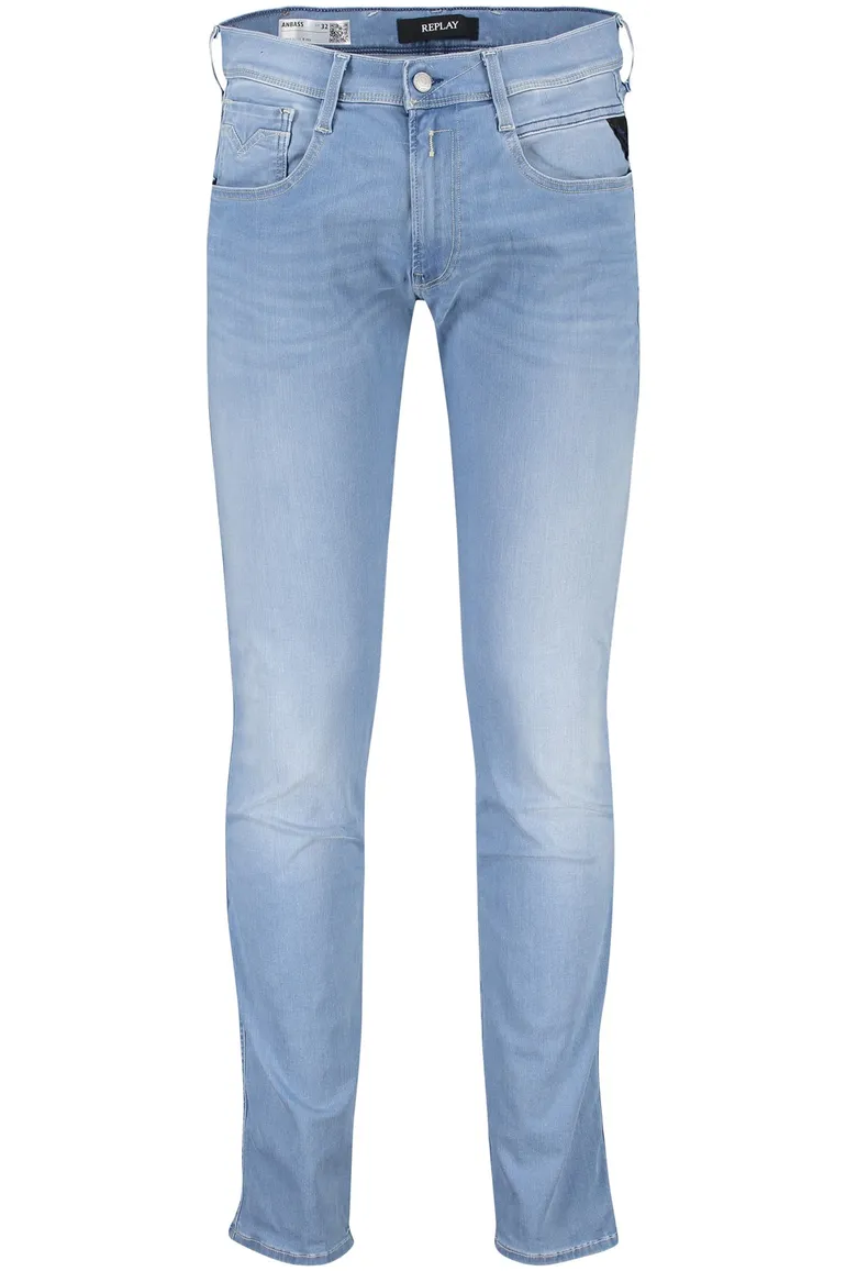 Replay pantalon lichtblauw effen katoen