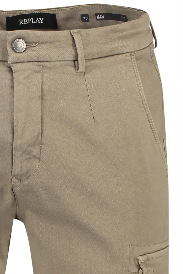 Replay cargo broek Jaan Slim Fit zand
