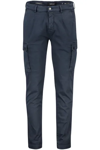 Replay Replay cargo broek donkerblauw Slim Fit model Jaan