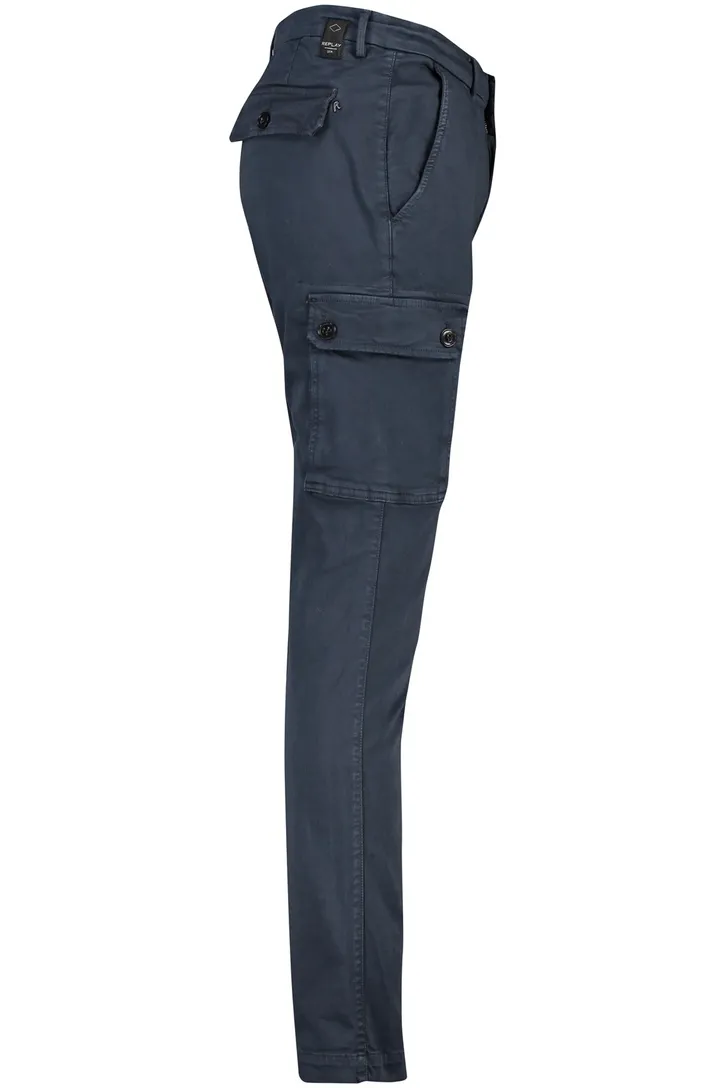 Replay cargo broek Jaan donkerblauw Slim Fit