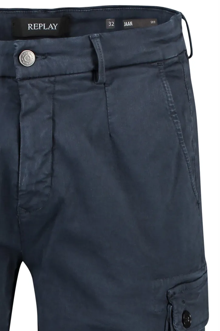 Replay cargo broek Jaan donkerblauw Slim Fit