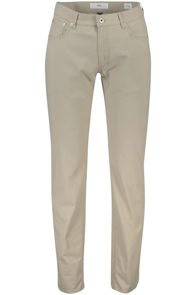 Brax pantalon Chuck Modern Fit beige effen katoen