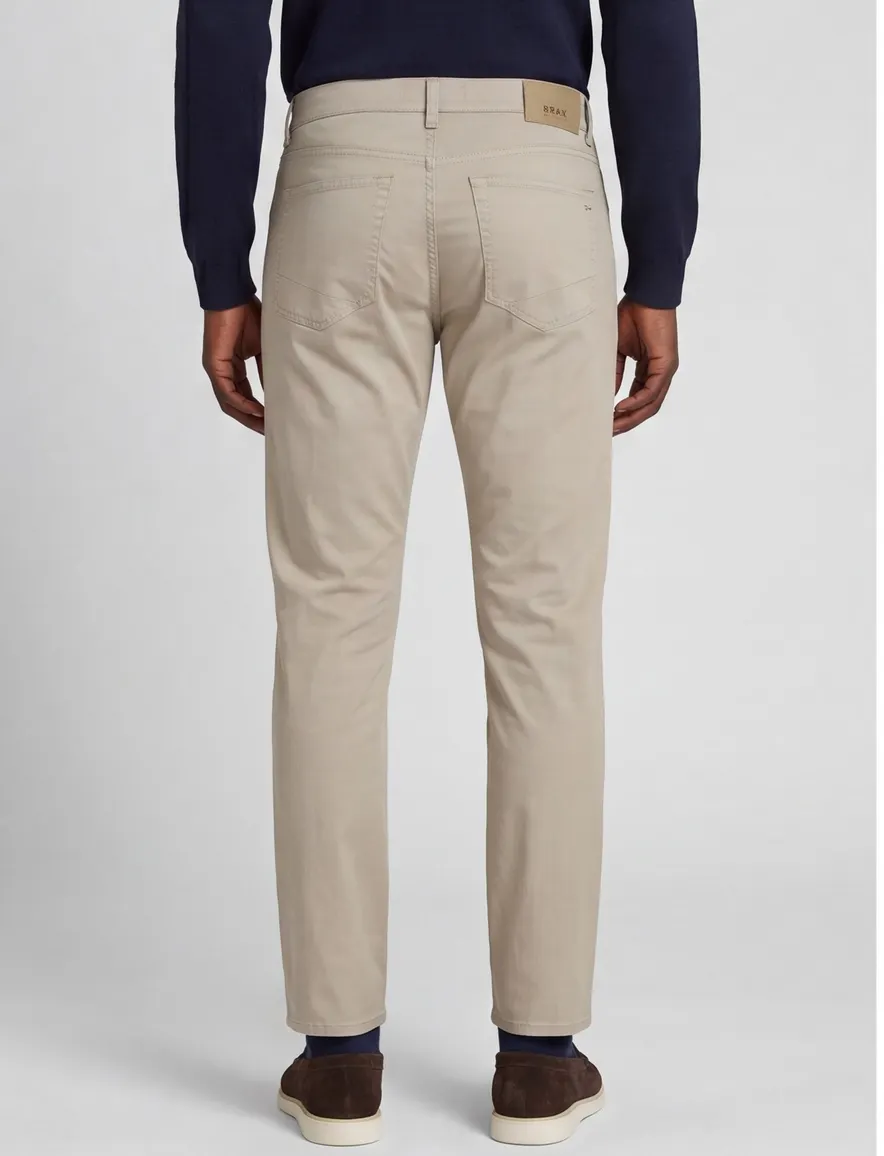 pantalon Brax beige effen katoen Chuck Modern Fit