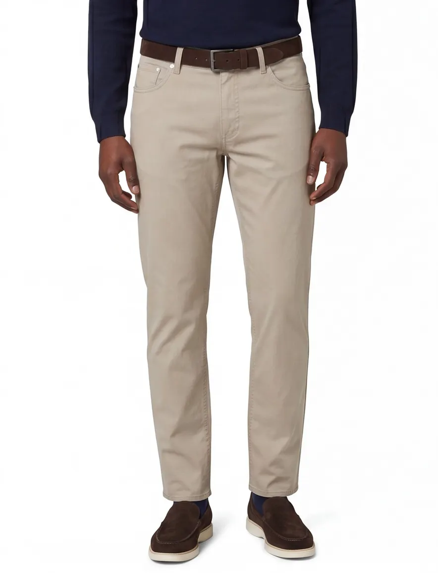 Brax pantalon Chuck Modern Fit beige effen katoen
