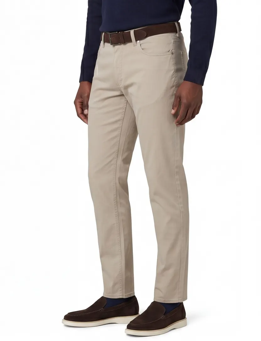 Brax pantalon Modern Fit beige effen katoen Chuck