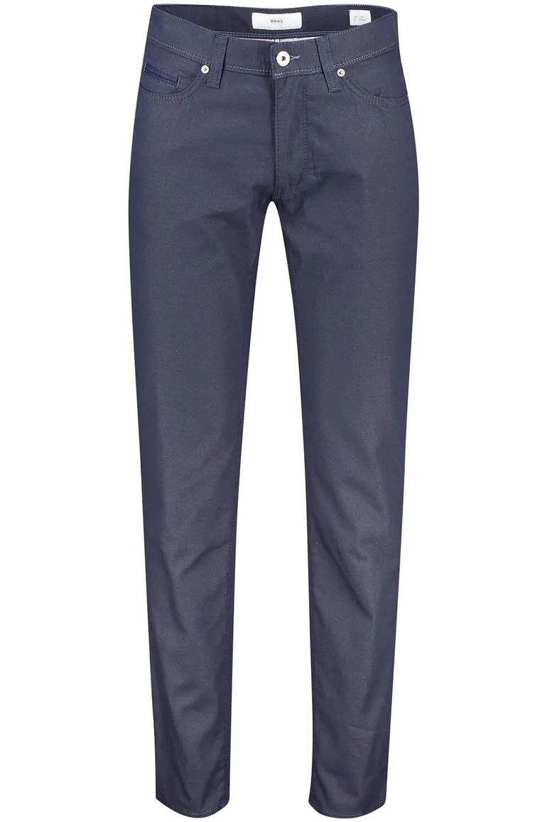 Brax katoenen broek blauw effen katoen met steekzakken