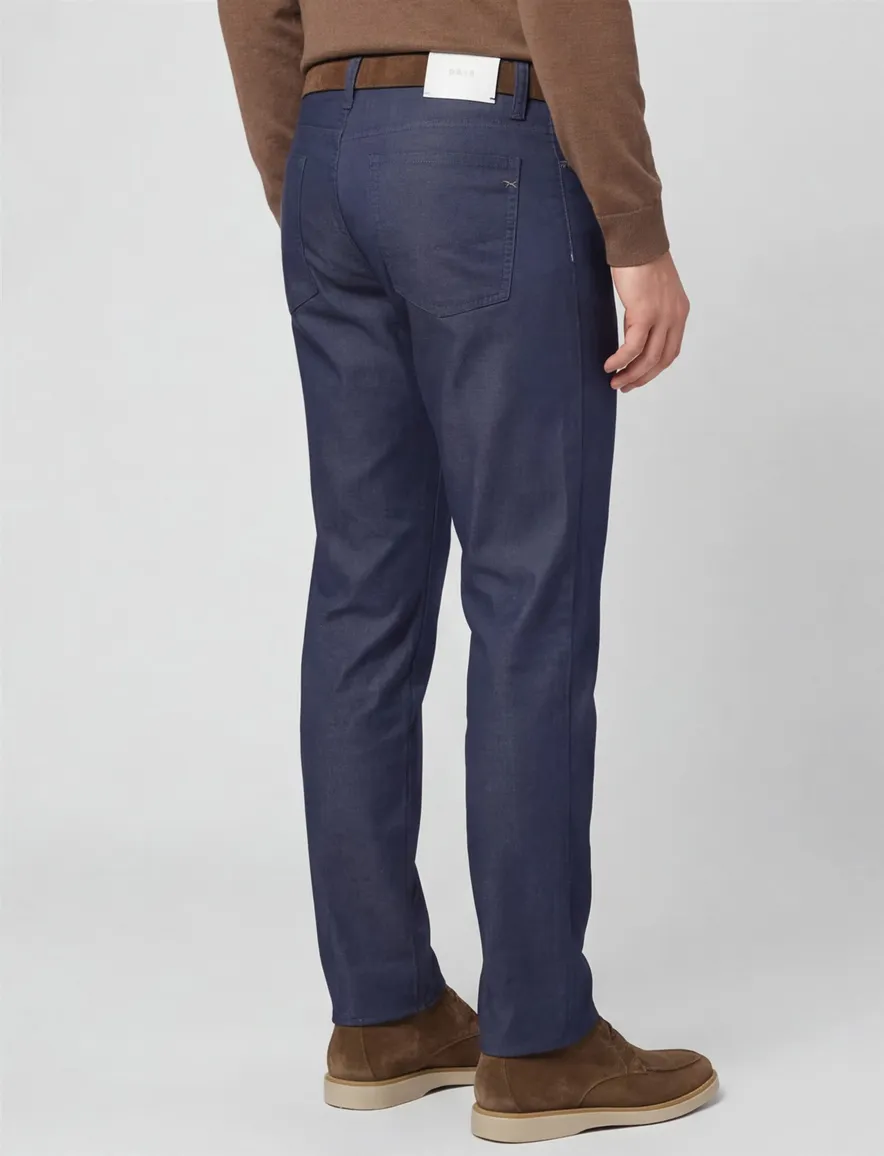 Brax katoenen broek blauw effen katoen met steekzakken