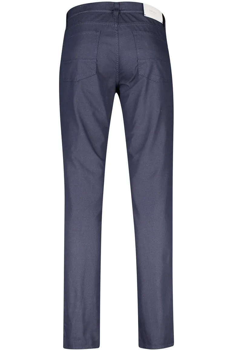 Brax katoenen broek blauw effen katoen met steekzakken