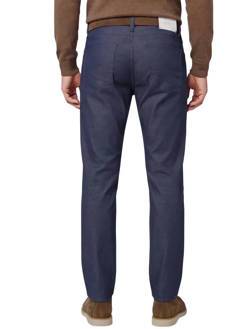 Brax katoenen broek blauw effen katoen met steekzakken