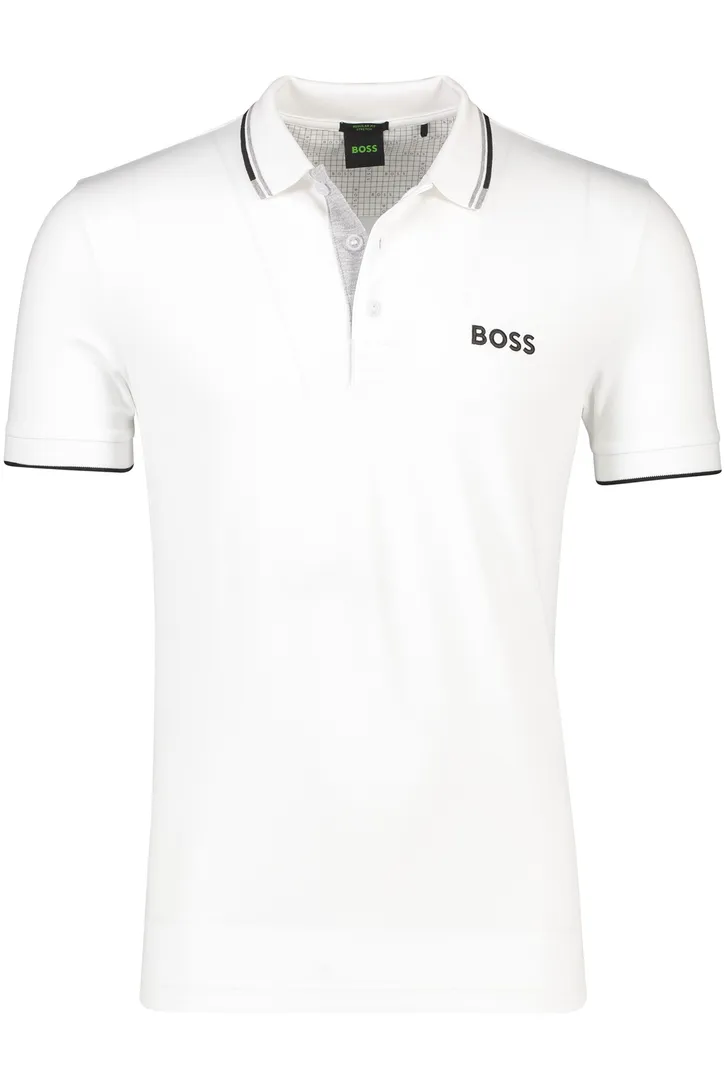 BOSS polo wit uni katoen normale fit