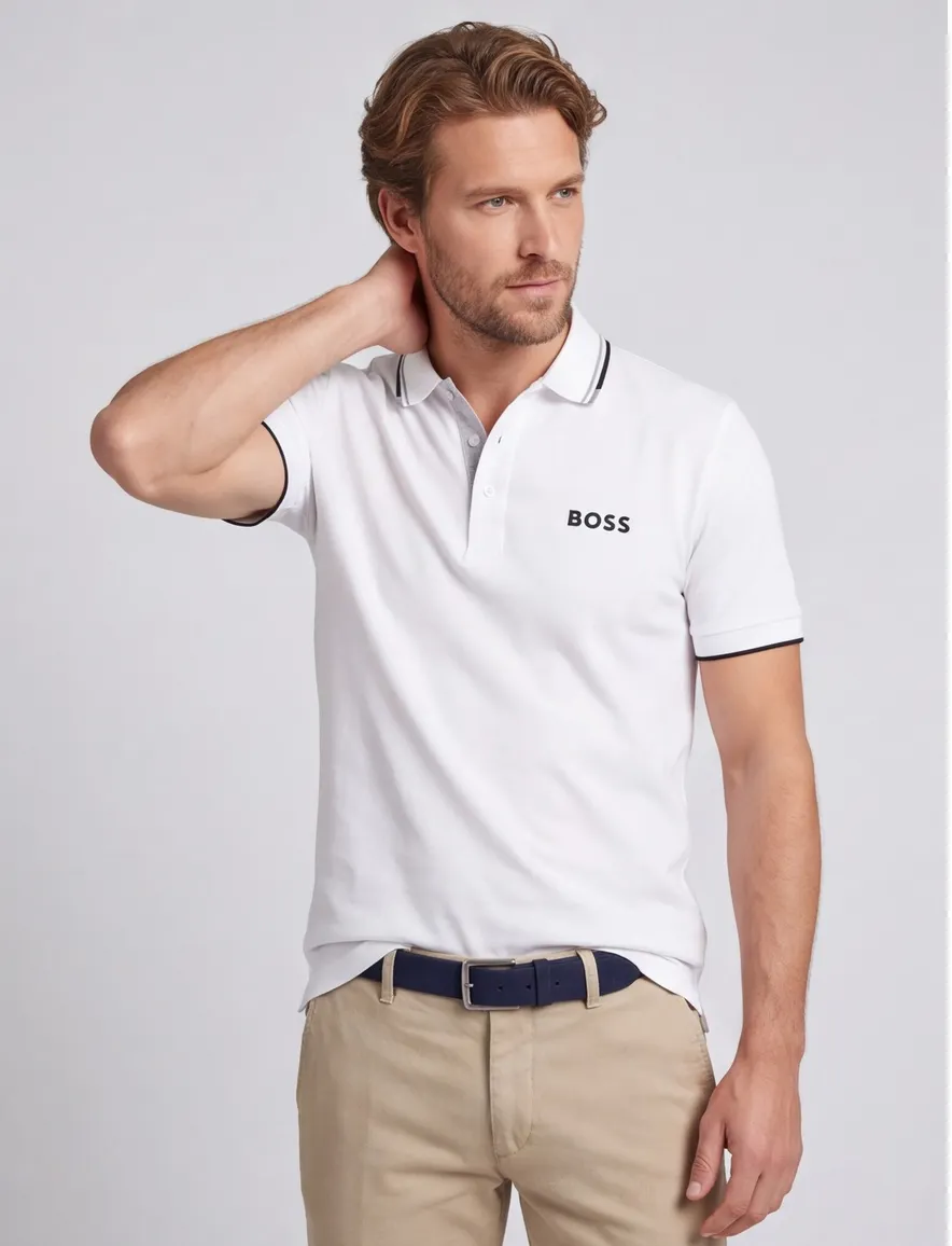 BOSS Paddy polo normale fit wit uni katoen