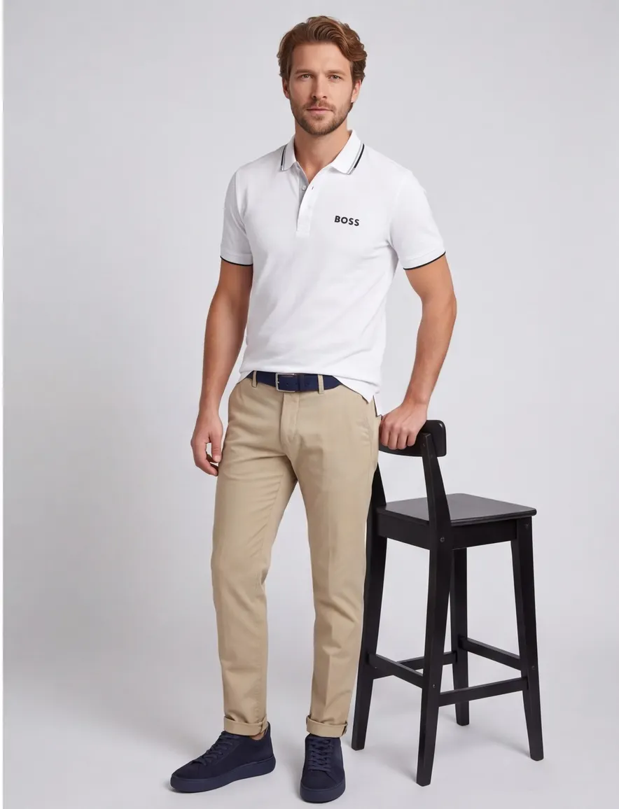 BOSS Paddy polo normale fit wit uni katoen