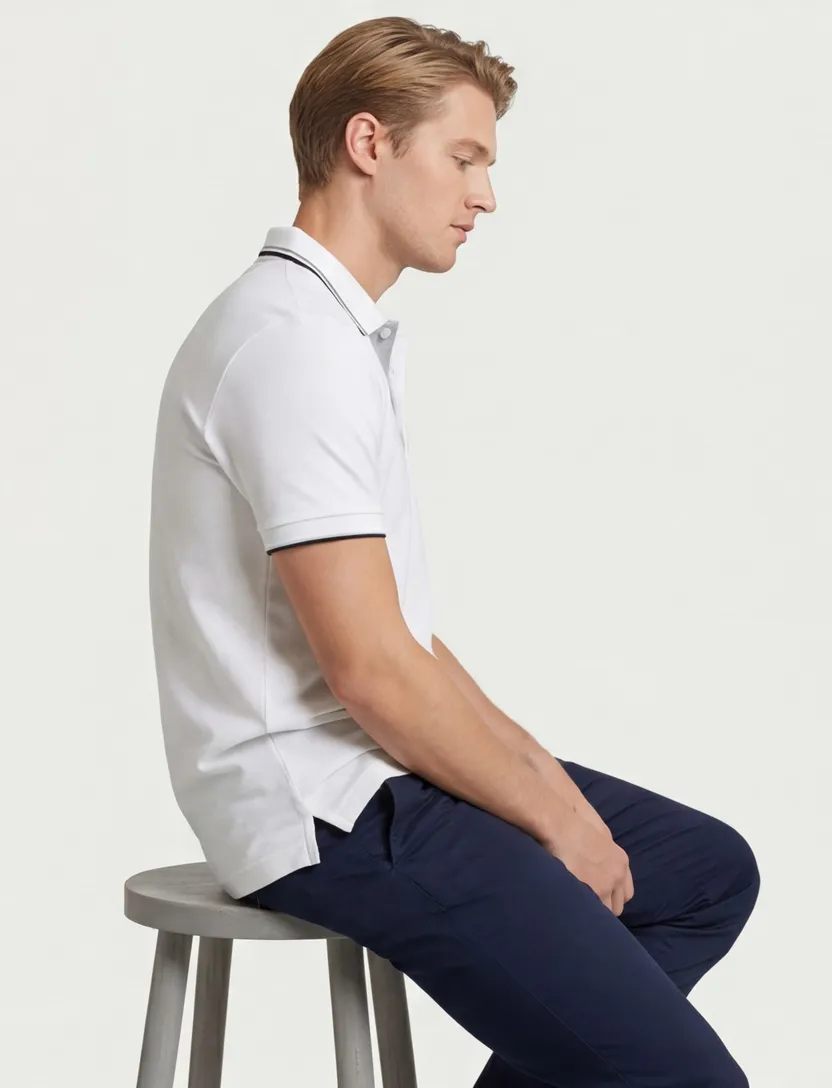 BOSS polo wit uni katoen normale fit