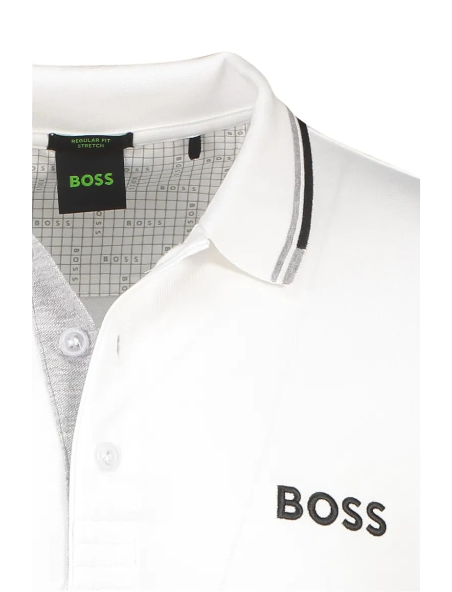 BOSS Paddy polo normale fit wit uni katoen