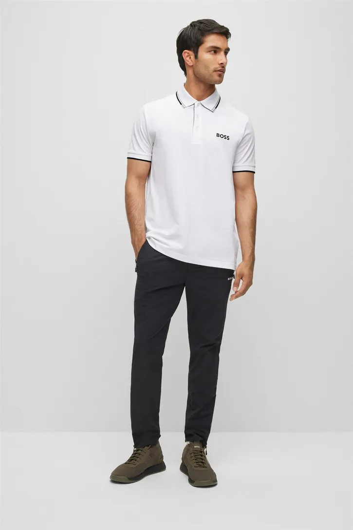 BOSS polo wit uni katoen normale fit