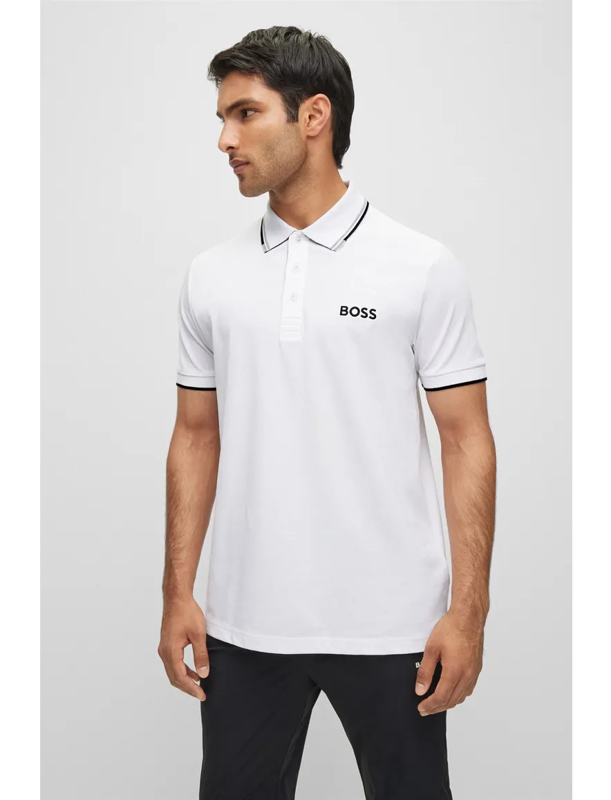 BOSS Paddy polo normale fit wit uni katoen