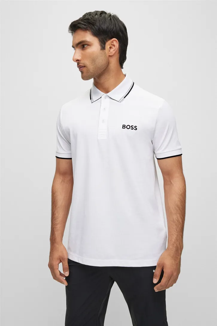 BOSS polo wit uni katoen normale fit