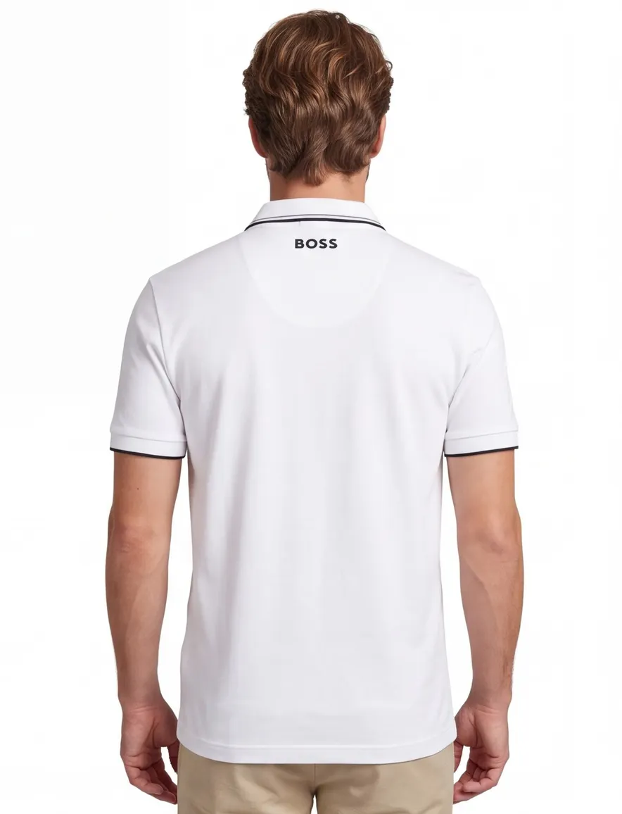 BOSS Paddy polo normale fit wit uni katoen