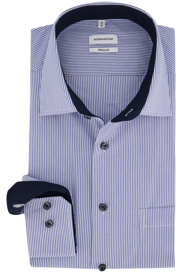 Gestreept overhemd Seidensticker Regular Fit blauw wit