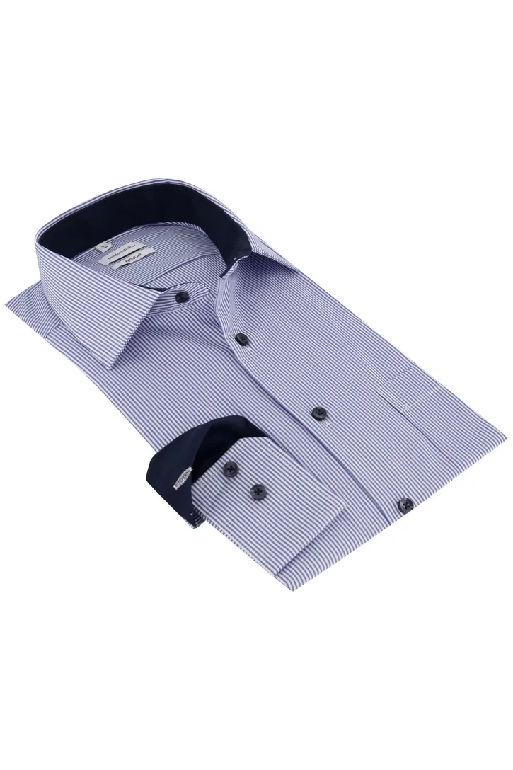 Seidensticker business overhemd Regular normale fit donkerblauw gestreept