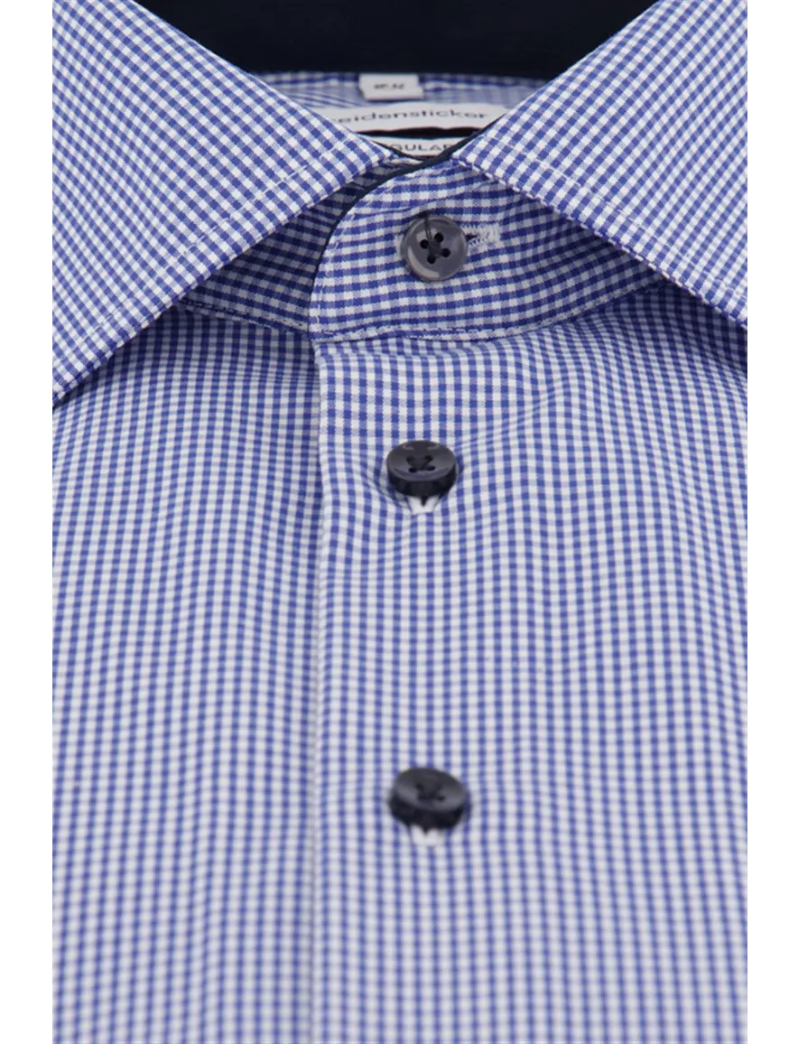 Seidensticker business overhemd Regular normale fit donkerblauw geruit