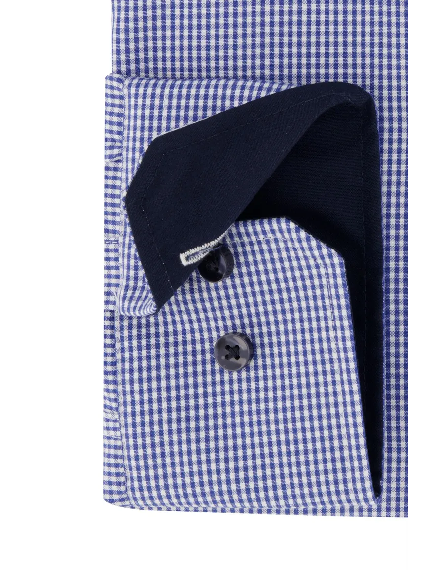 Seidensticker business overhemd Regular normale fit donkerblauw geruit