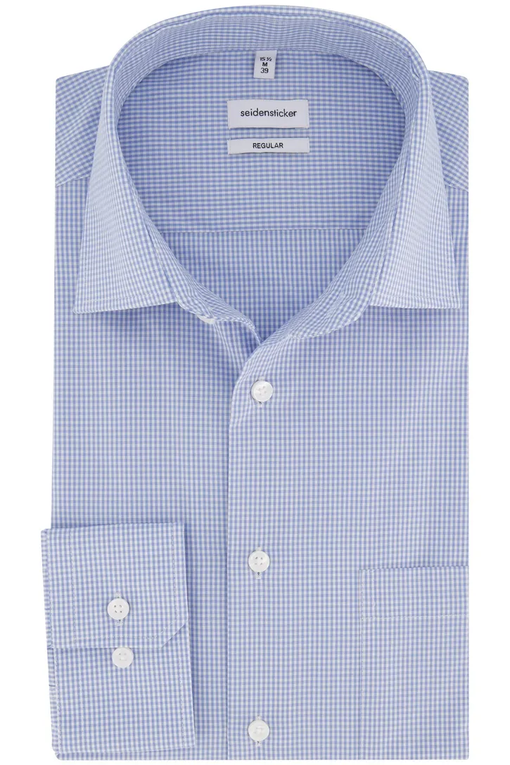 Seidensticker business overhemd Regular blauw geruit