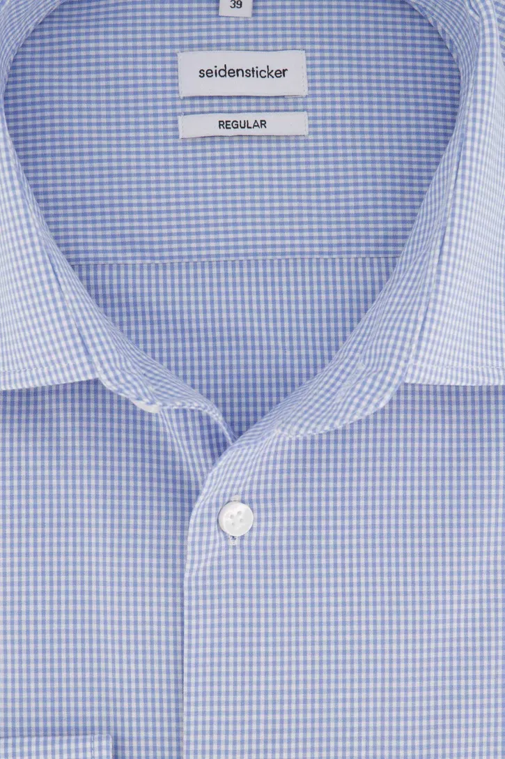 Seidensticker business overhemd Regular blauw geruit