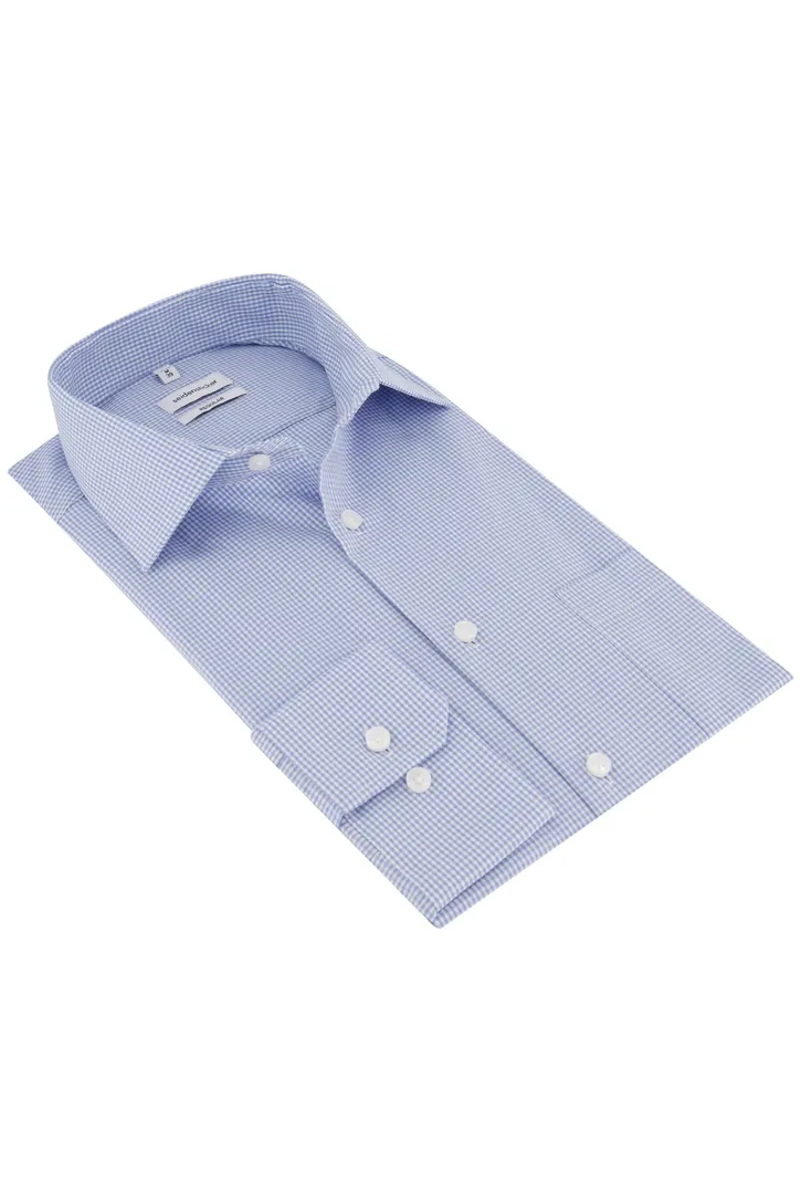 Seidensticker business overhemd Regular blauw geruit