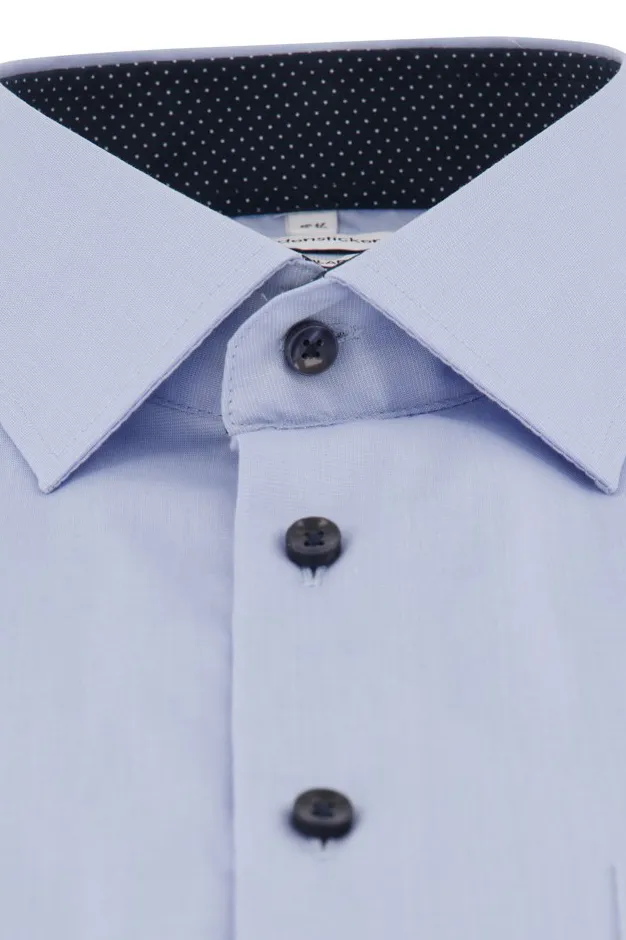 business overhemd Seidensticker blauw effen katoen normale fit