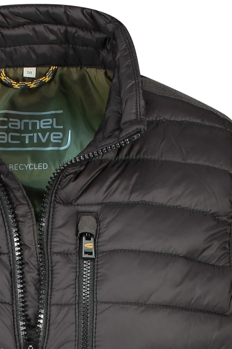 Camel Active bodywarmer zwart opstaande kraag