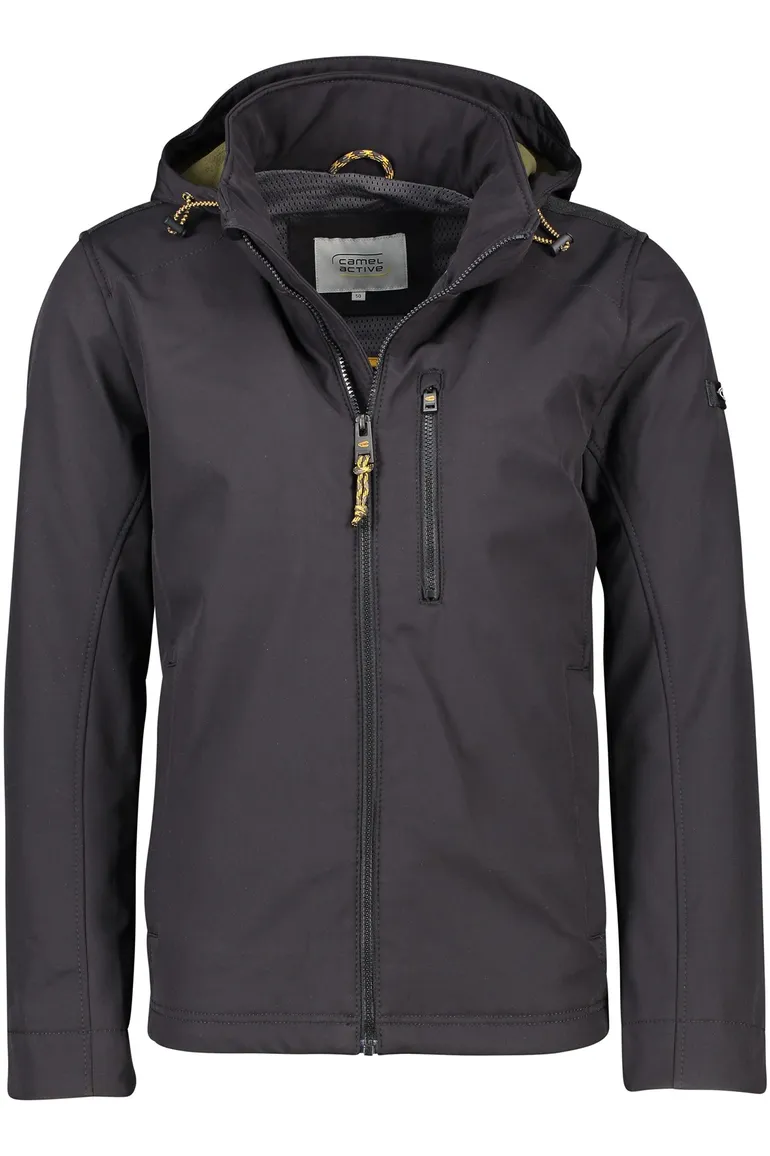 Camel Active softshell jas zwart afneembare capuchon