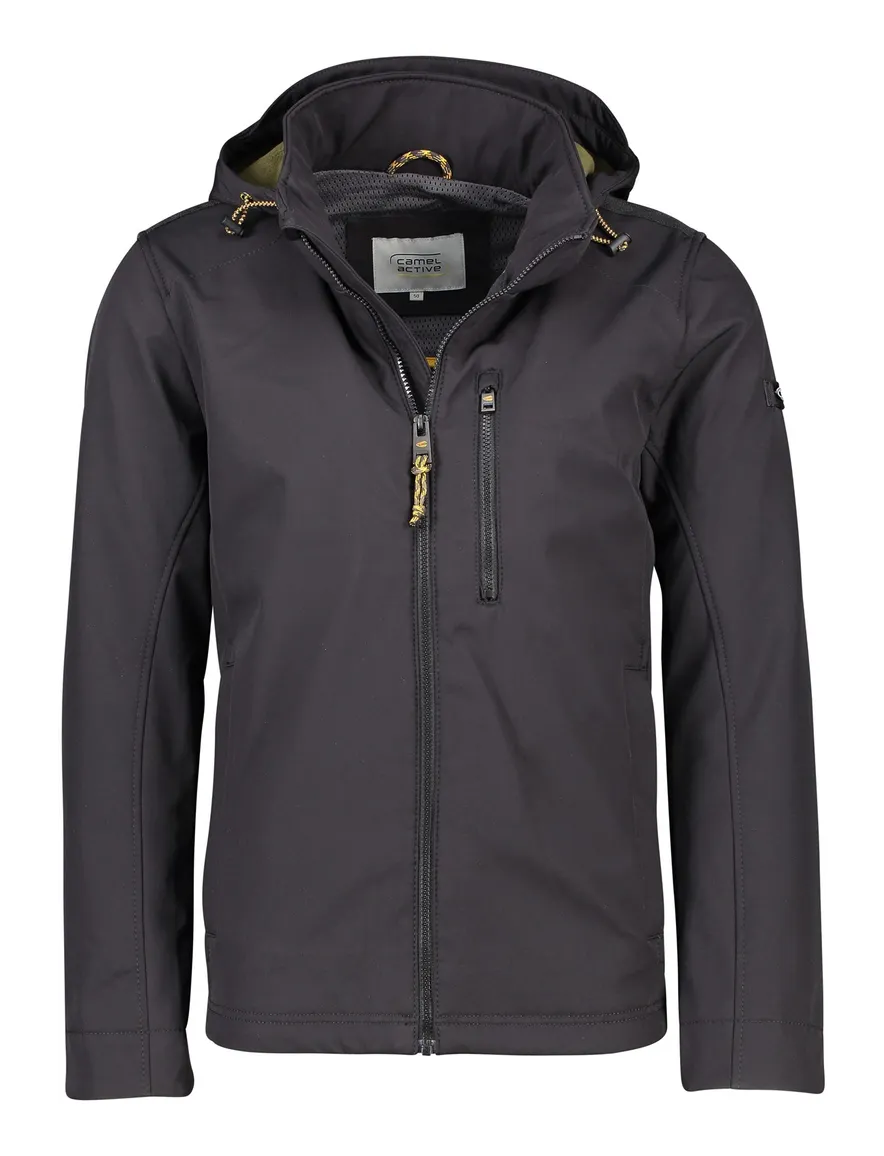 Camel Active softshell jas zwart afneembare capuchon