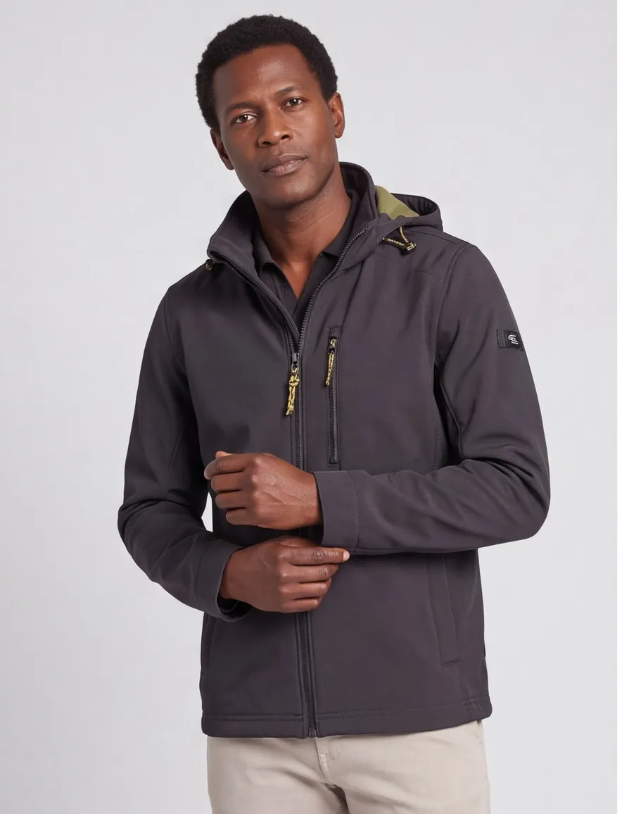 Camel Active softshell jas zwart afneembare capuchon
