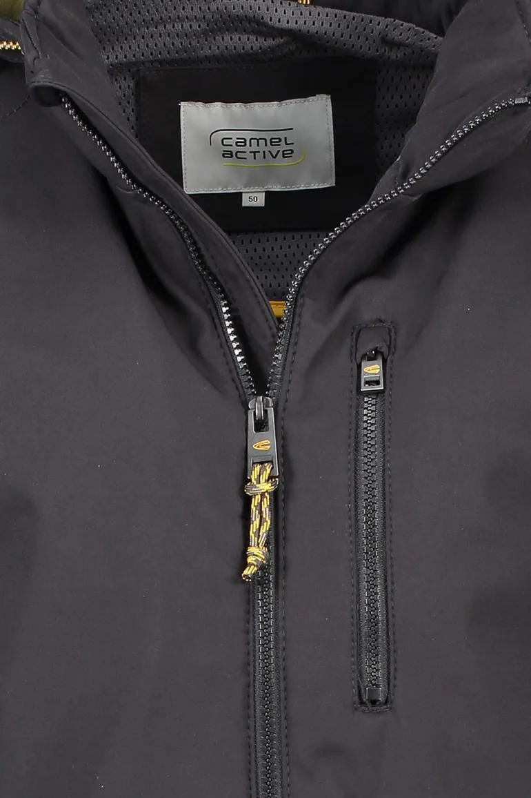 Camel Active softshell jas zwart afneembare capuchon