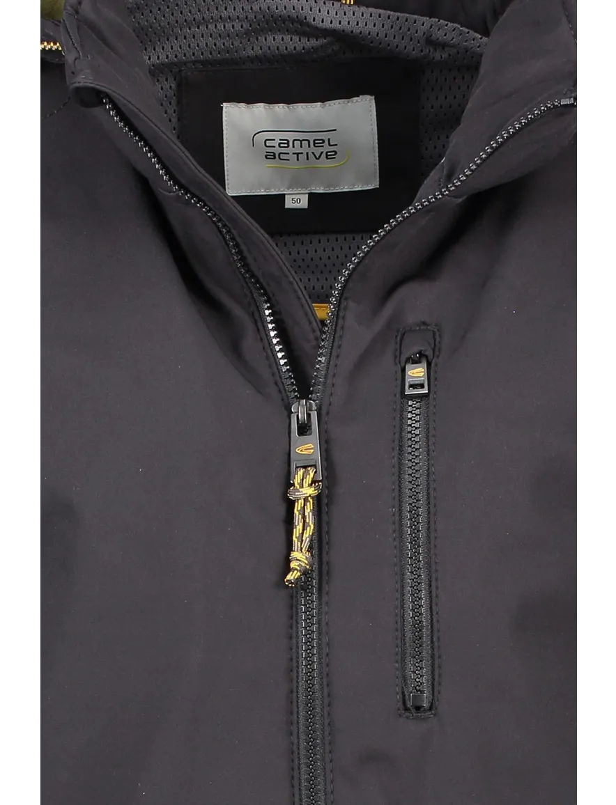Camel Active softshell jas zwart afneembare capuchon