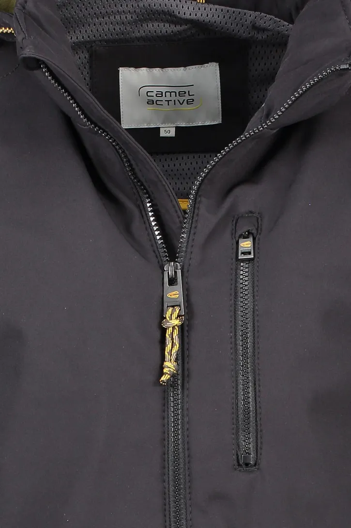 Camel Active softshell jas zwart capuchon afneembaar