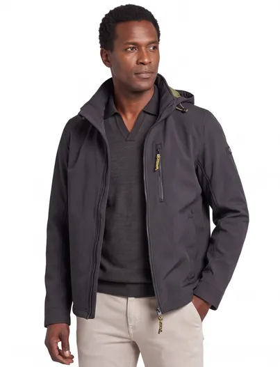 Camel Active Camel Active softshell jas zwart capuchon afneembaar