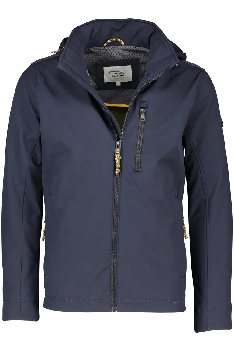 Camel Active jas donkerblauw borstzak kort model afneembare capuchon