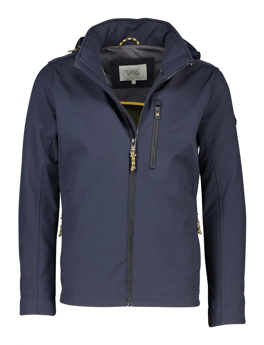 Camel Active jas donkerblauw borstzak kort model capuchon afneembaar