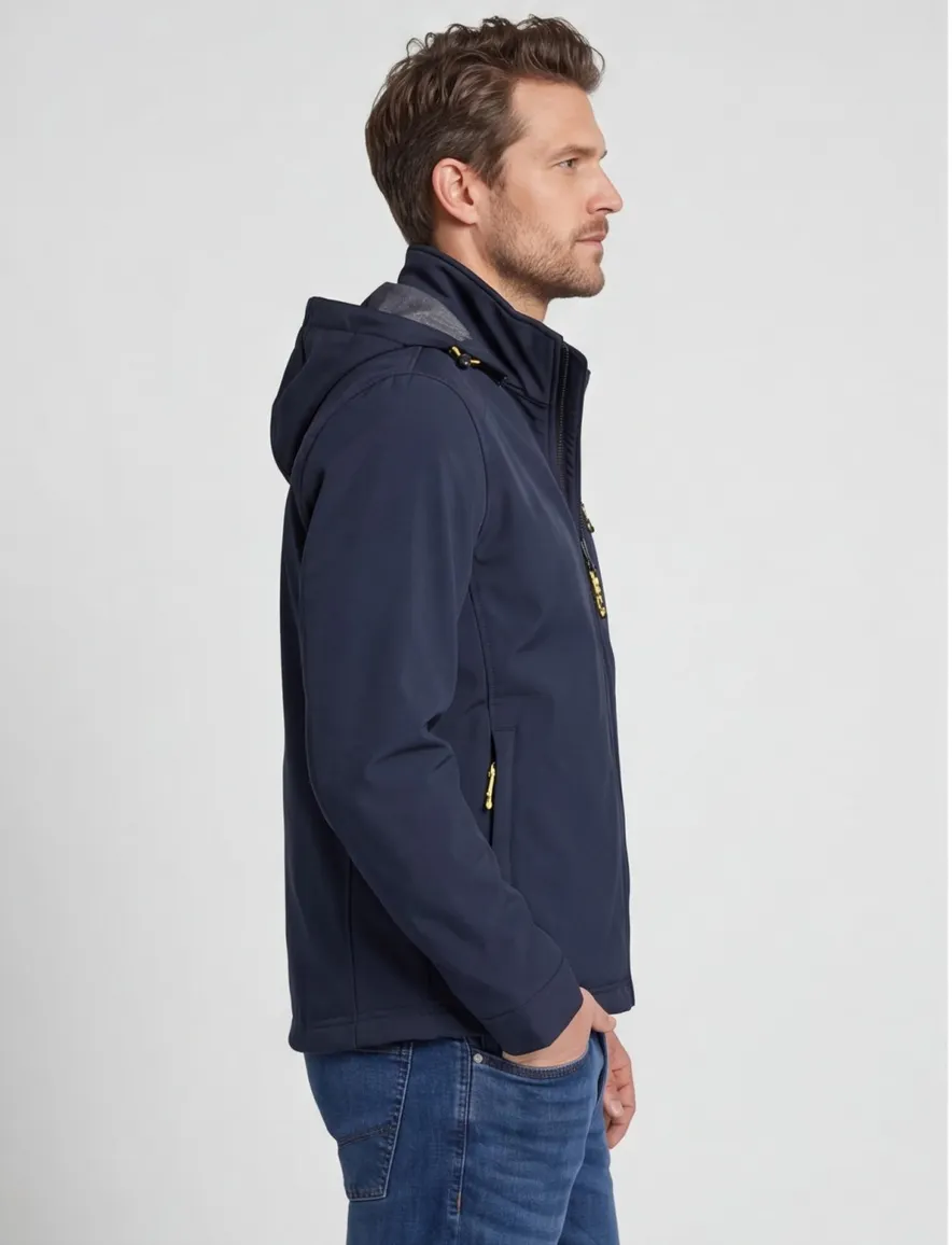 Camel Active jas donkerblauw borstzak kort model afneembare capuchon