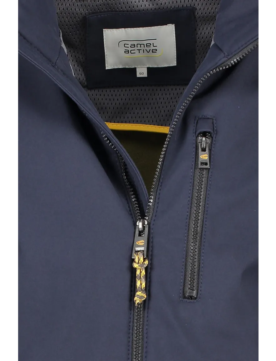 Camel Active jas donkerblauw borstzak kort model capuchon afneembaar