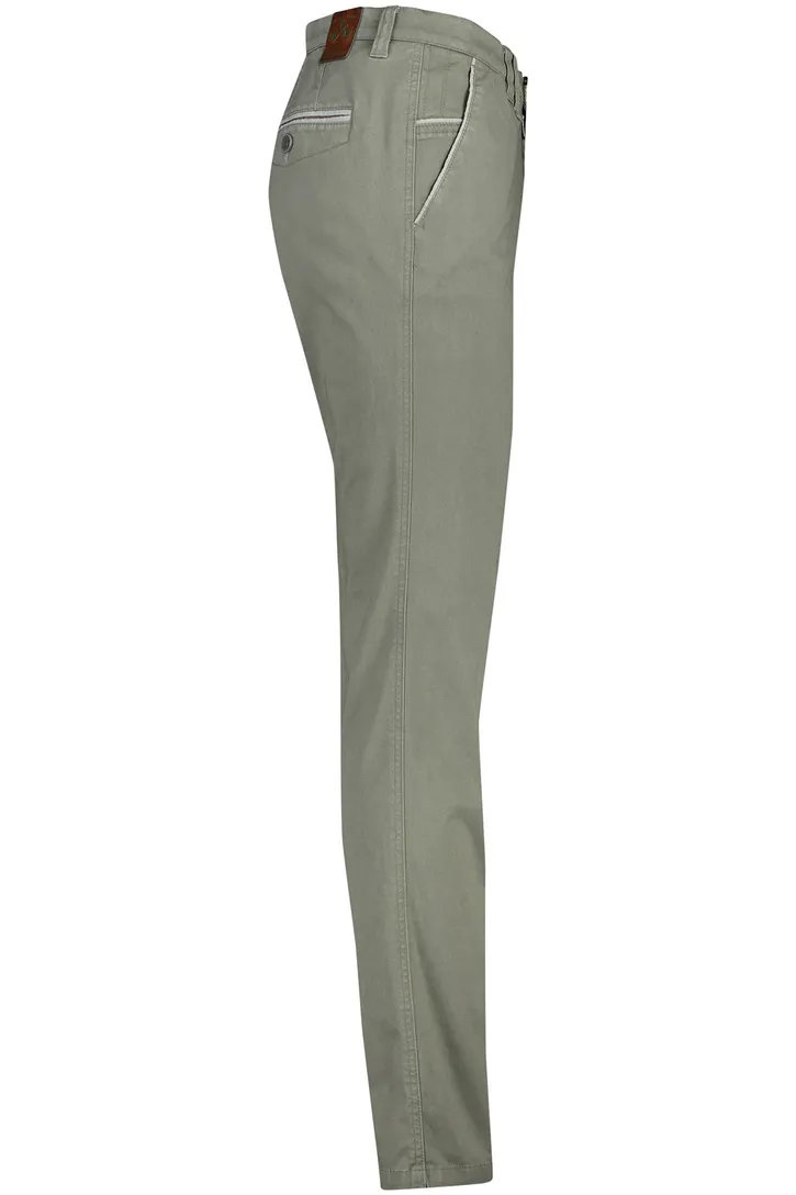 M.E.N.S. chino Meran olijfgroen effen modern fit met stretch