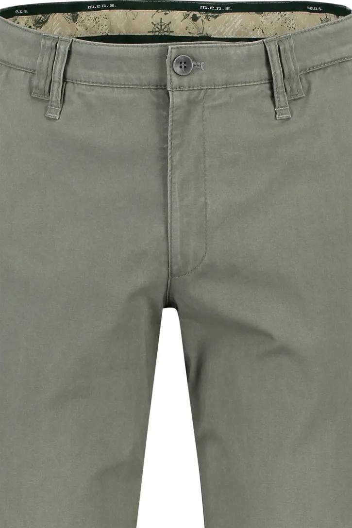 M.E.N.S. chino Meran olijfgroen effen modern fit met stretch