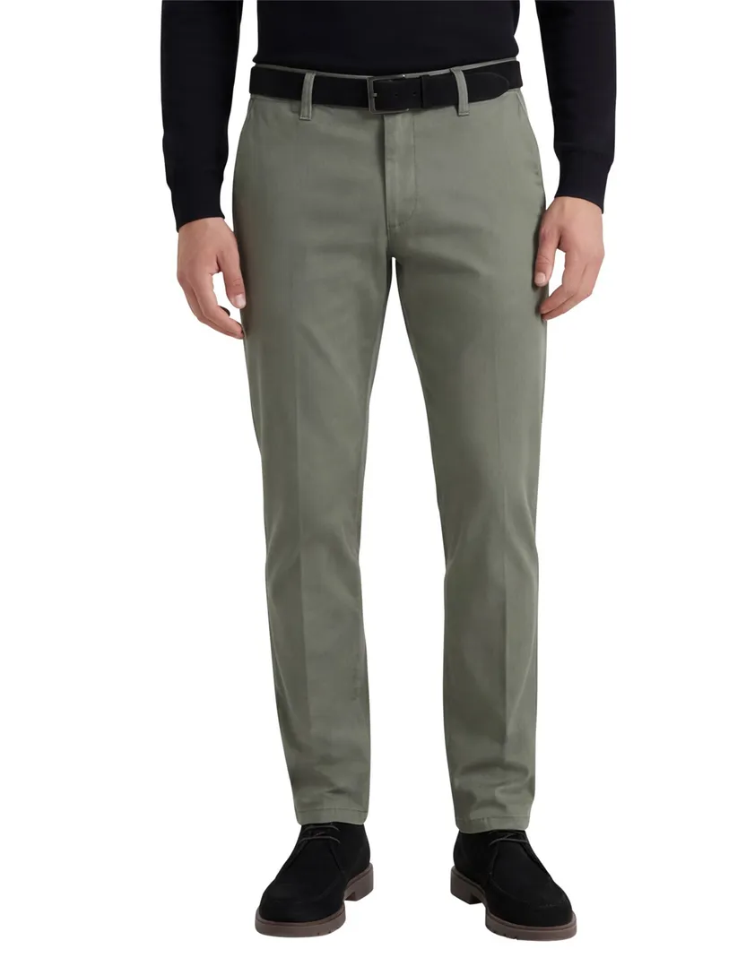 M.E.N.S. chino Meran olijfgroen effen modern fit met stretch