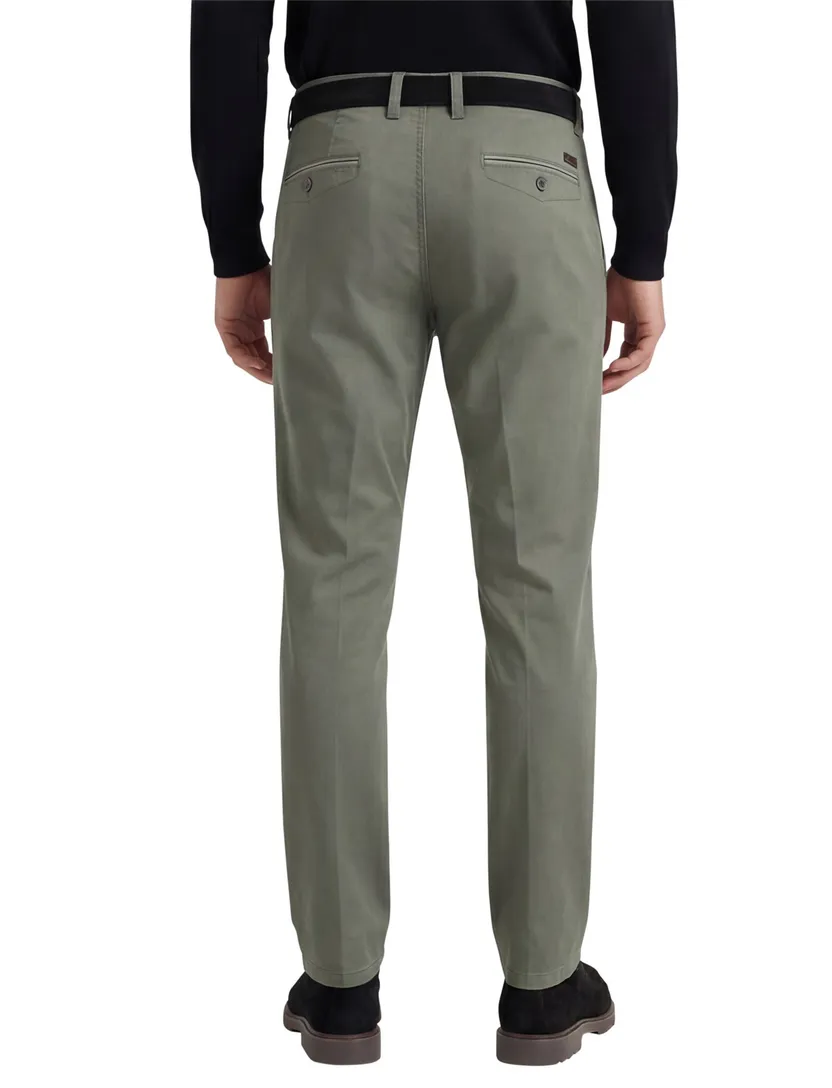 M.E.N.S. chino Meran olijfgroen effen modern fit met stretch