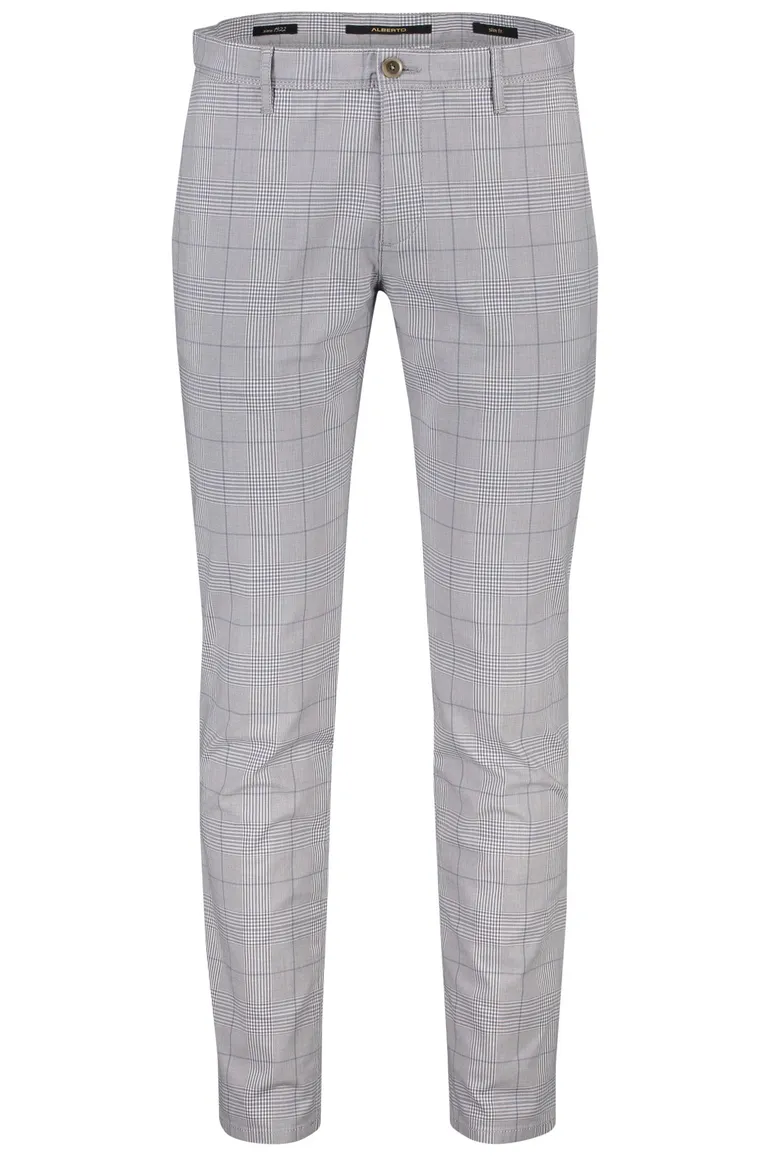 Geruite broek Alberto grijs chino geruit