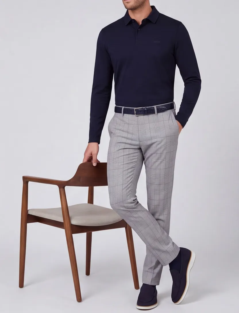 Chino Alberto grijs ruitje